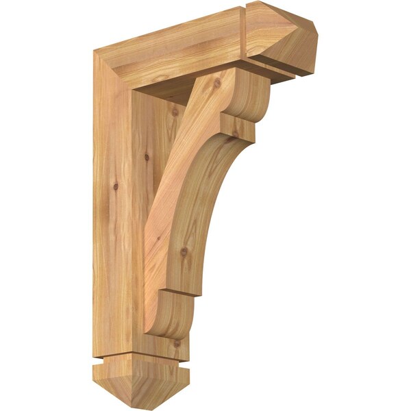Ekena Millwork Olympic Arts and Crafts Smooth Bracket w/ Offset Brace, Western Red Cedar, 5 1/2"W x 16"D x 24"H BKT0604X16X24OLY03SWR - main